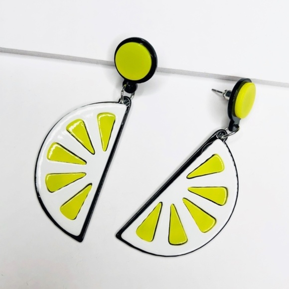 Ornamental Stone Jewelry - Jenny Lemon Lime Slice Acrylic Retro Earrings